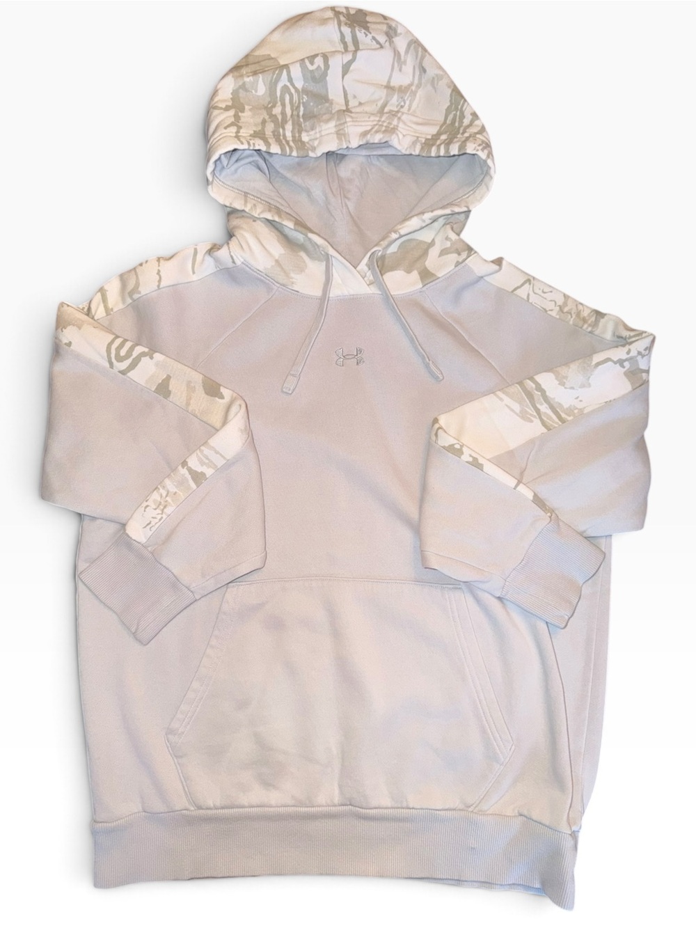 Under Armour Women’s Light Grey Hoodie Sweatshirt - Camo Trim